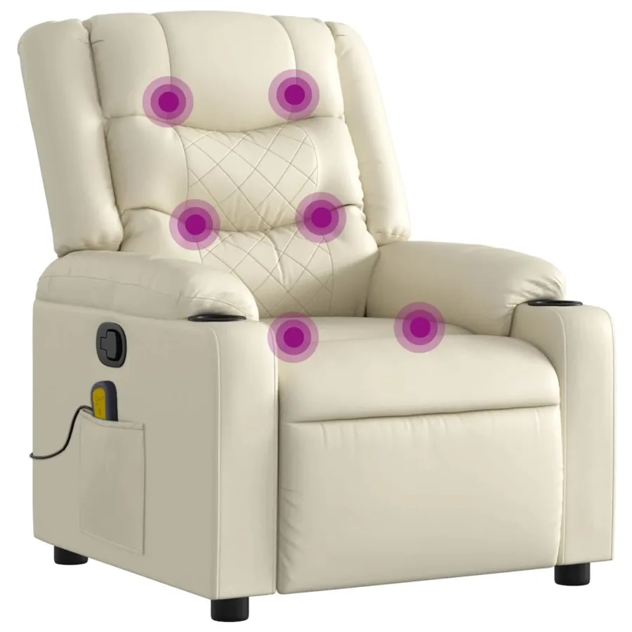 Fauteuil inclinable de massage Crème Similicuir - 2