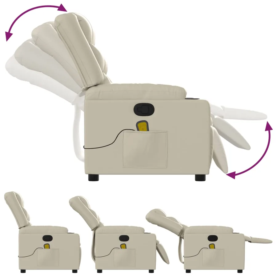 Fauteuil inclinable de massage Crème Similicuir - 5