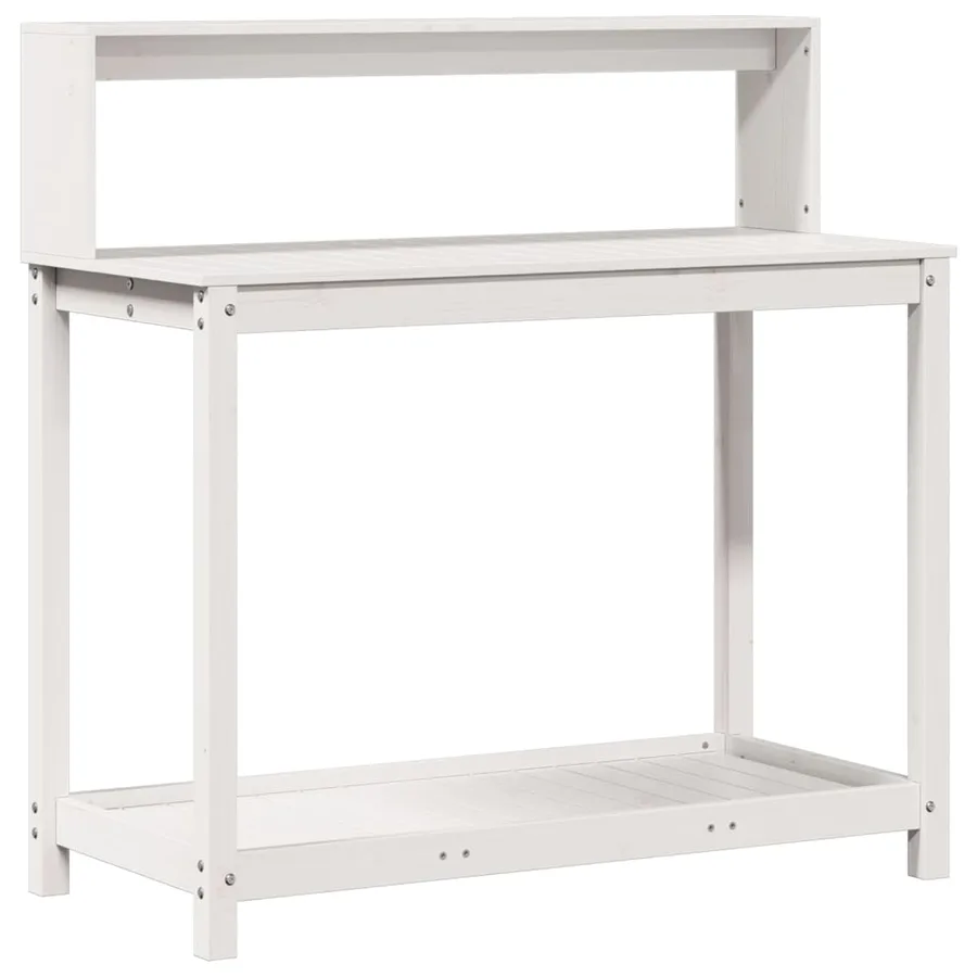 Table de rempotage avec étagères blanc bois massif de pin - 2