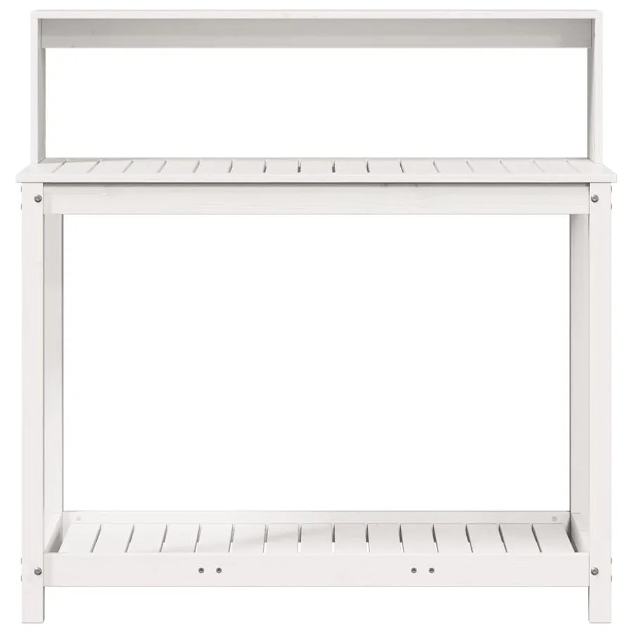 Table de rempotage avec étagères blanc bois massif de pin - 5