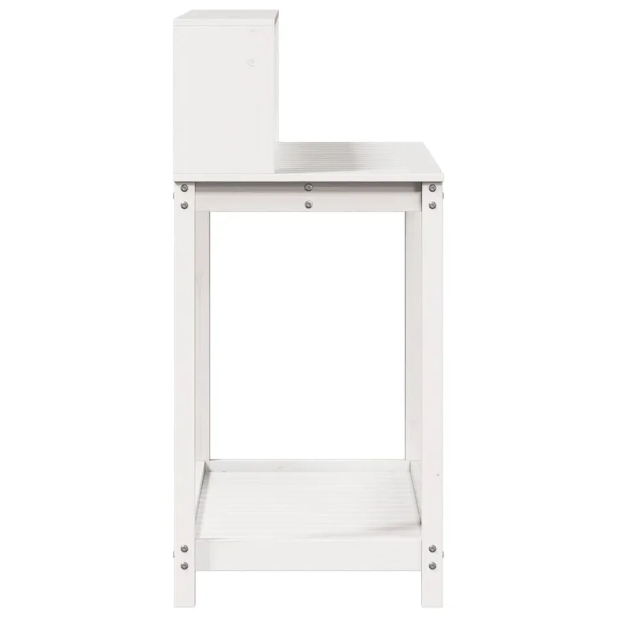 Table de rempotage avec étagères blanc bois massif de pin - 6