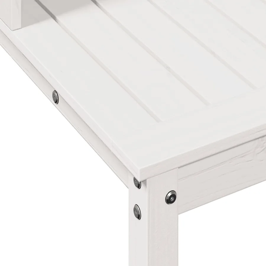 Table de rempotage avec étagères blanc bois massif de pin - 8