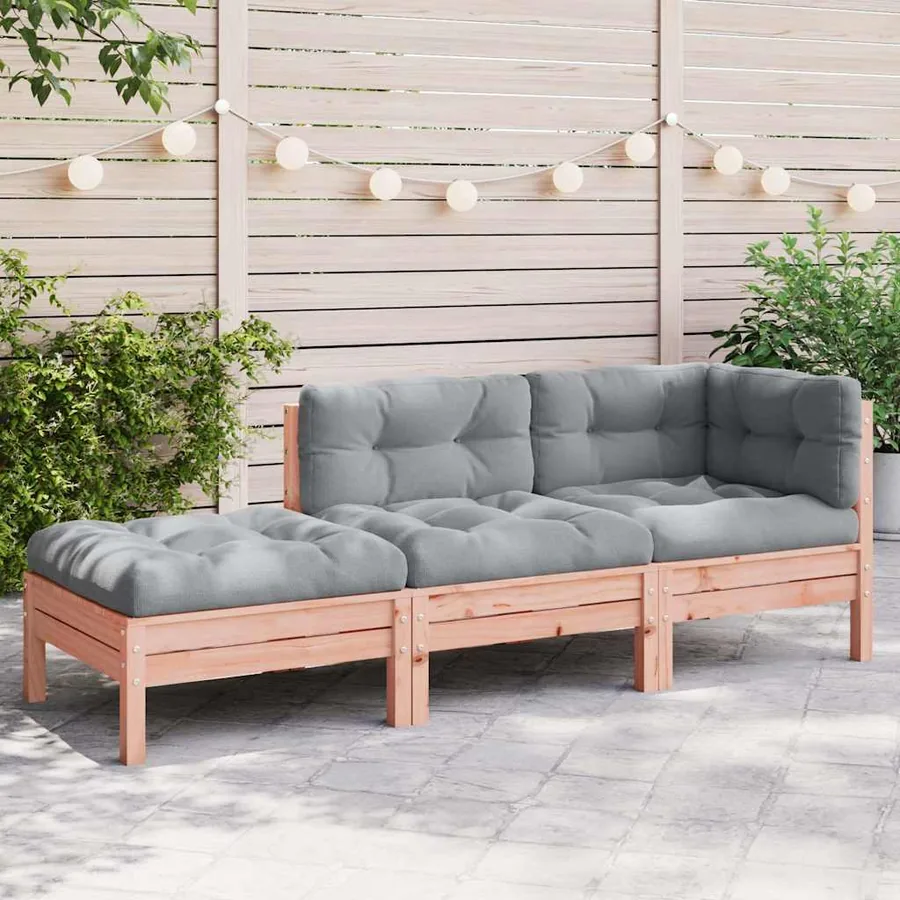 Canapé de jardin avec coussins et repose-pied 3 places