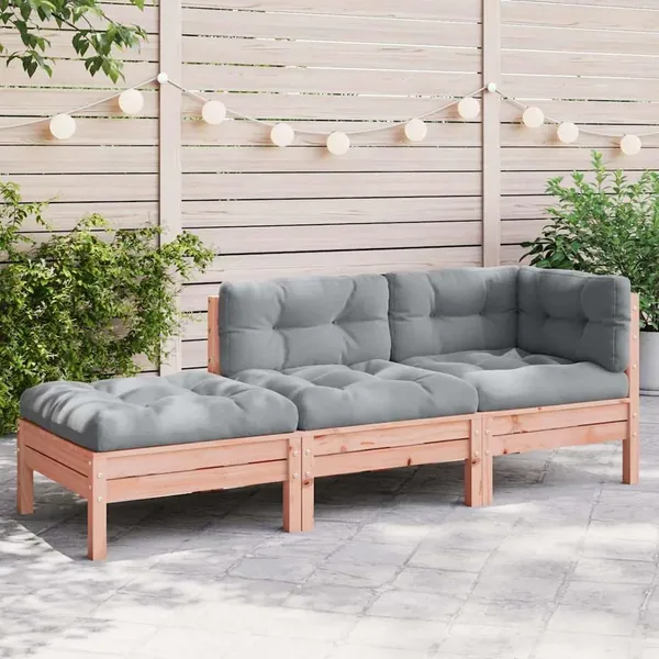 Canapé de jardin avec coussins et repose-pied 3 places