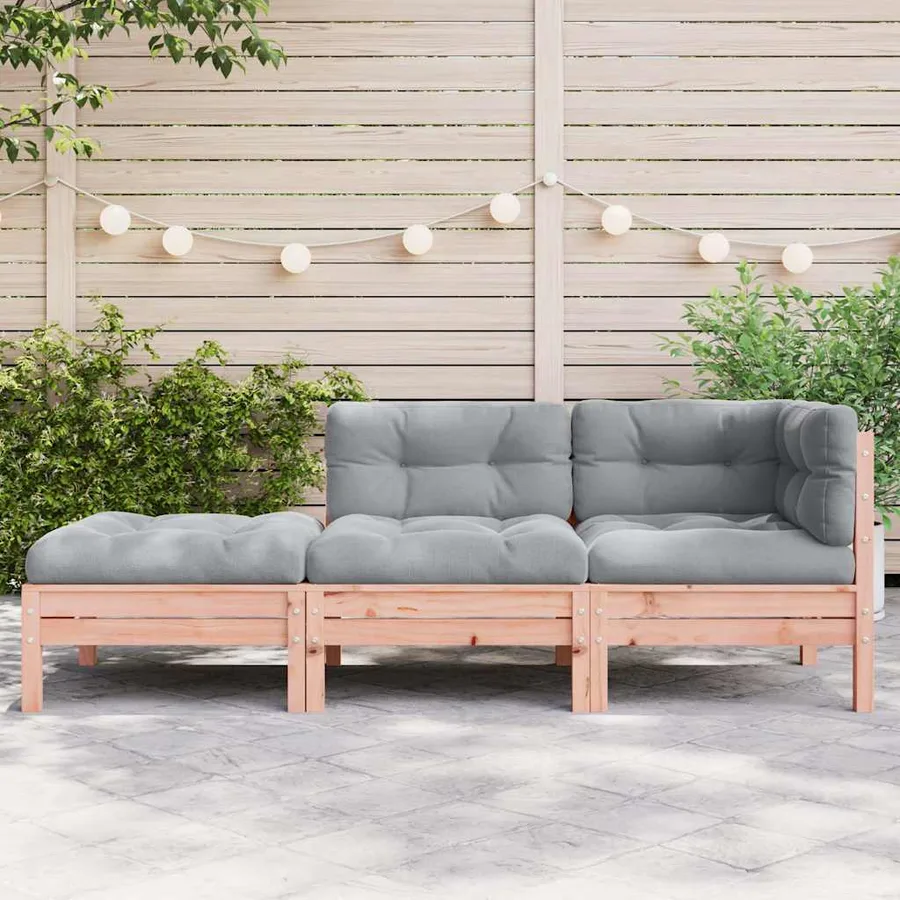 Canapé de jardin avec coussins et repose-pied 3 places - 3