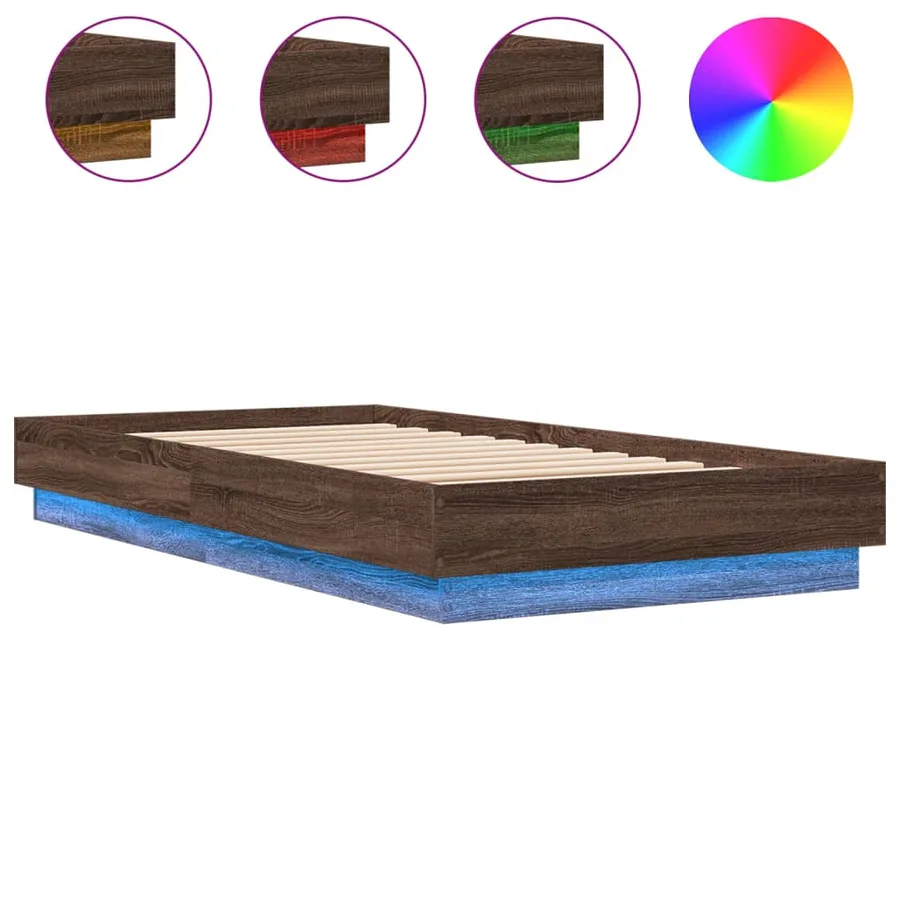 Cadre de lit sans matelas avec lumières LED 75x190 cm - 2