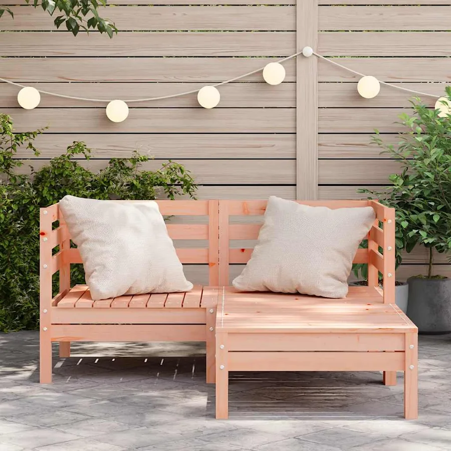 Canapé de jardin 2 places avec repose-pied bois massif douglas - 3