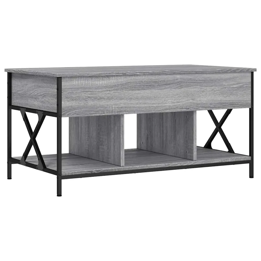 Table basse sonoma gris 100x55x50 cm bois d'ingénierie et métal - 7