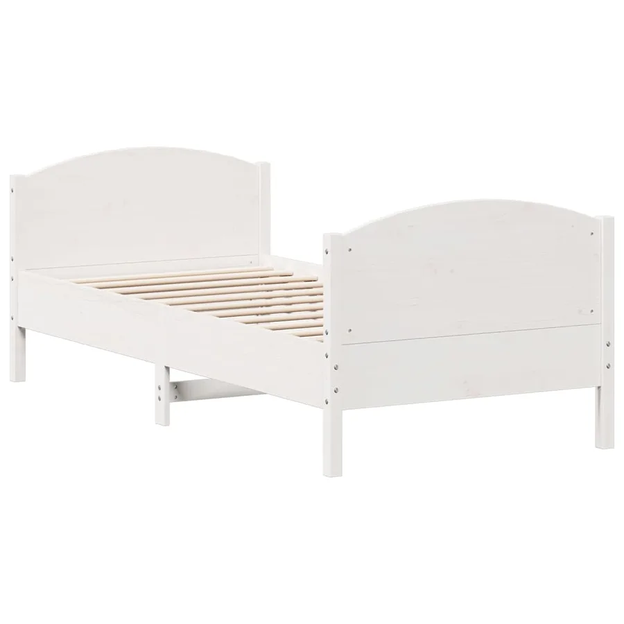 Cadre de lit sans matelas blanc 75x190 cm bois de pin massif - 2