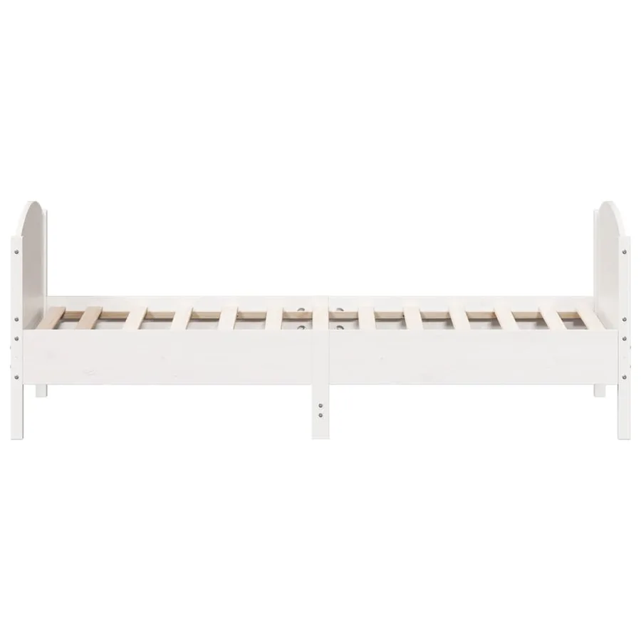 Cadre de lit sans matelas blanc 75x190 cm bois de pin massif - 5