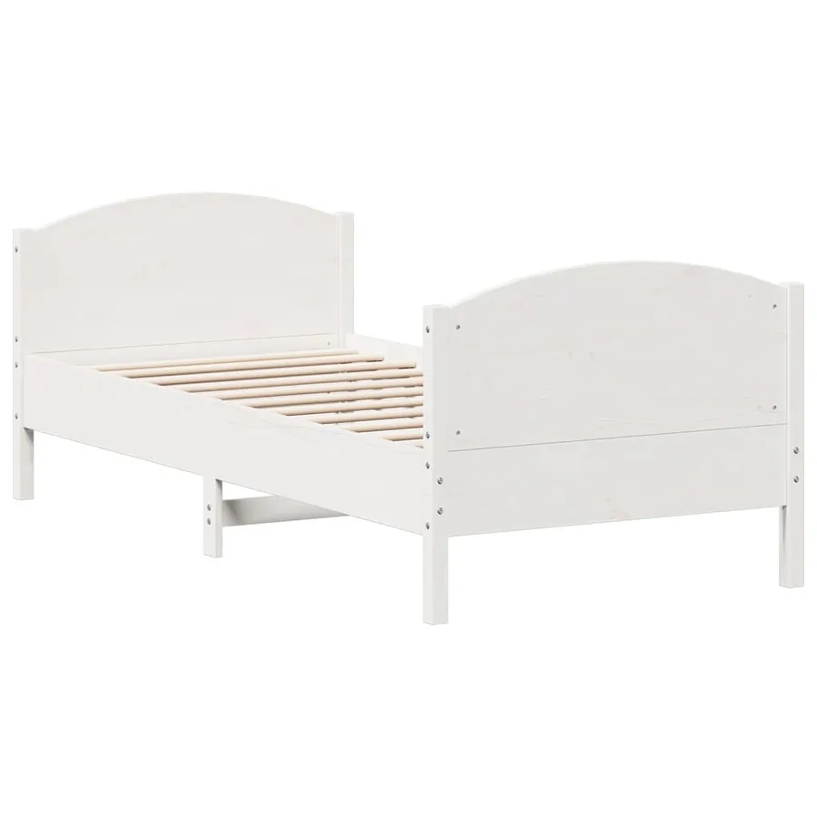 Cadre de lit sans matelas blanc 75x190 cm bois de pin massif - 6