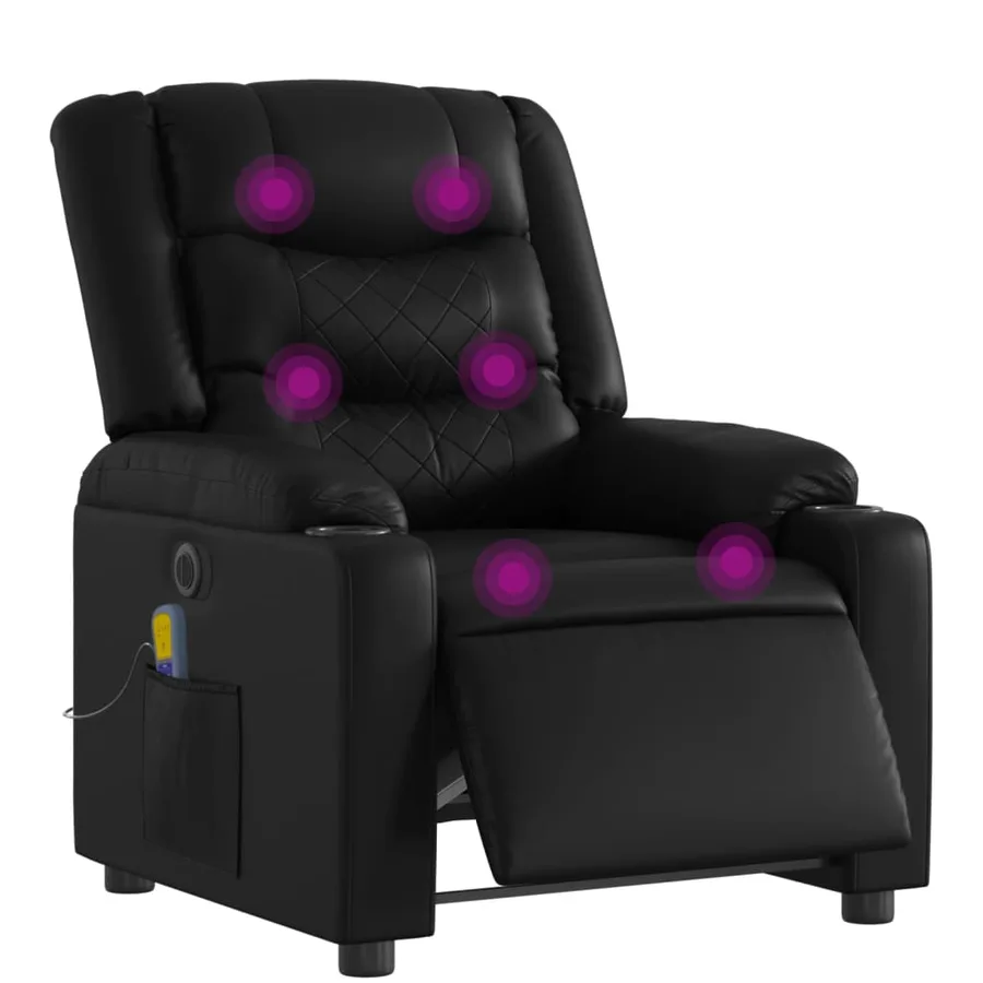 Fauteuil de massage inclinable électrique noir similicuir - 3