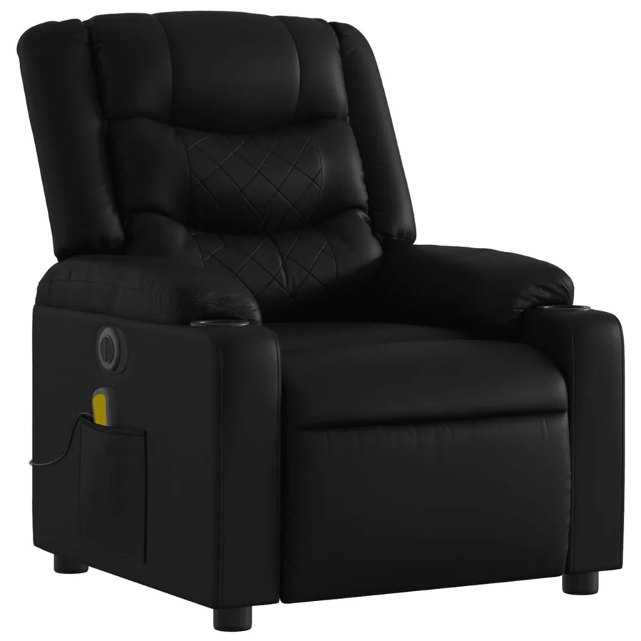 Fauteuil de massage inclinable électrique noir similicuir - 4