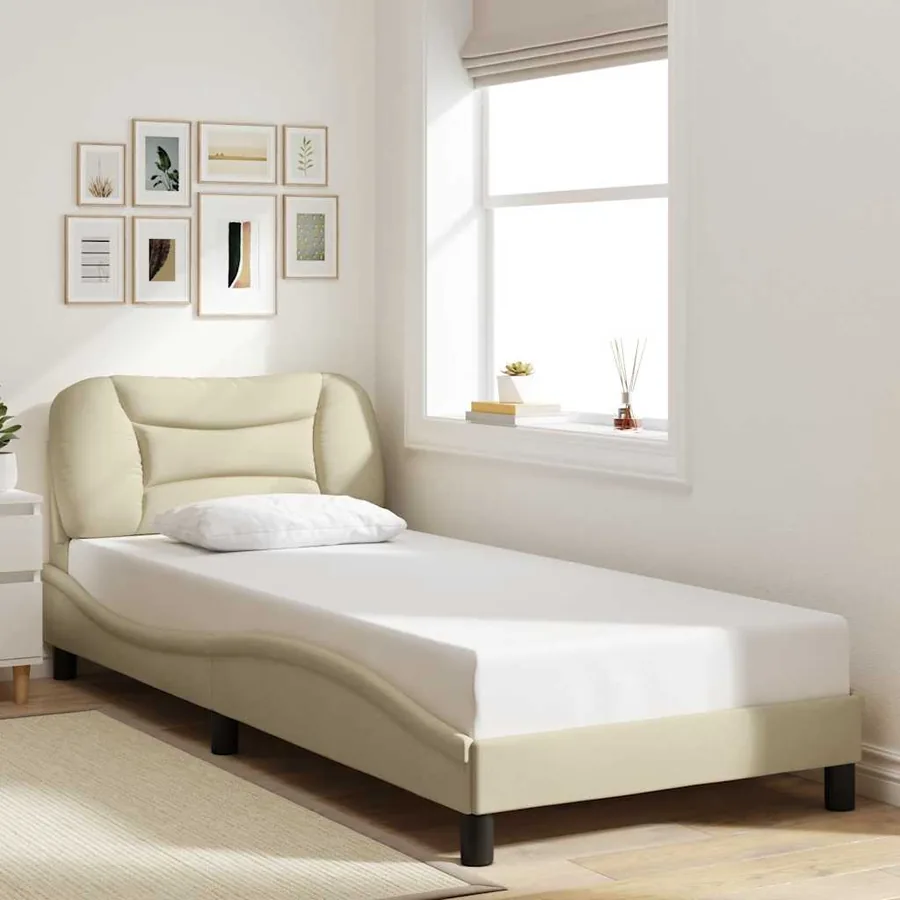 Cadre de lit sans matelas Hvar crème 90x190 cm tissu
