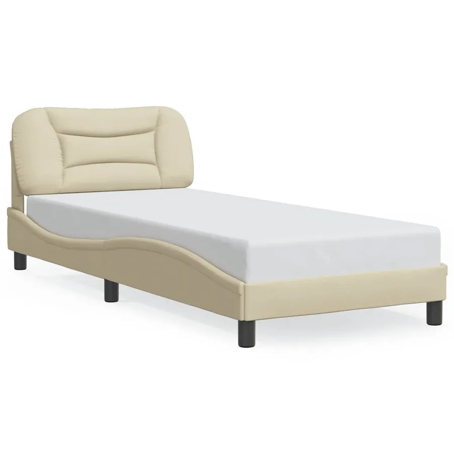Cadre de lit sans matelas Hvar crème 90x190 cm tissu - 2