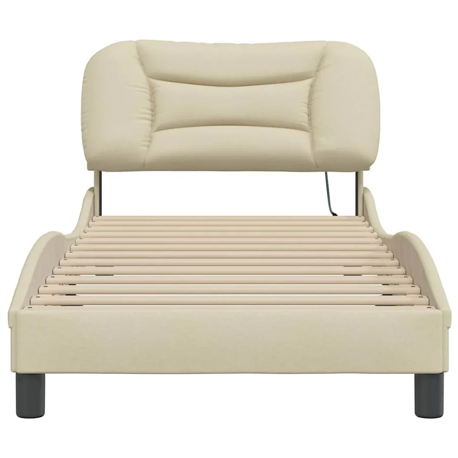 Cadre de lit sans matelas Hvar crème 90x190 cm tissu - 4