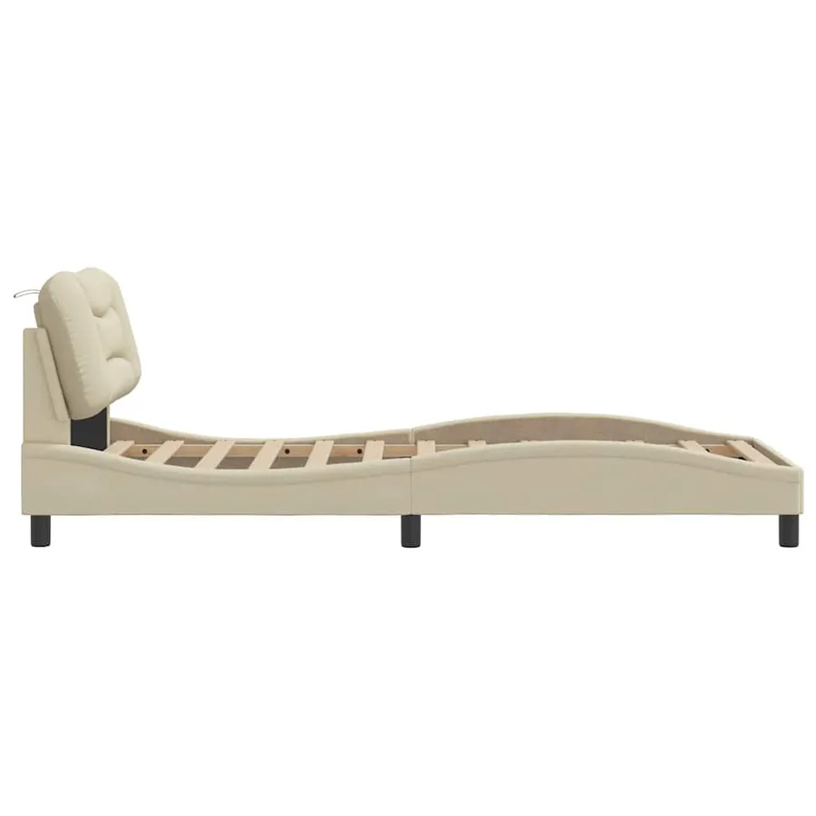 Cadre de lit sans matelas Hvar crème 90x190 cm tissu - 5