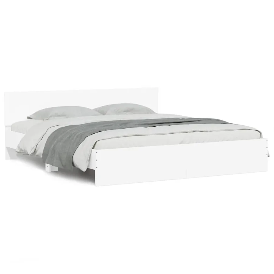 Cadre de lit avec LED sans matelas blanc 200x200 cm - 5
