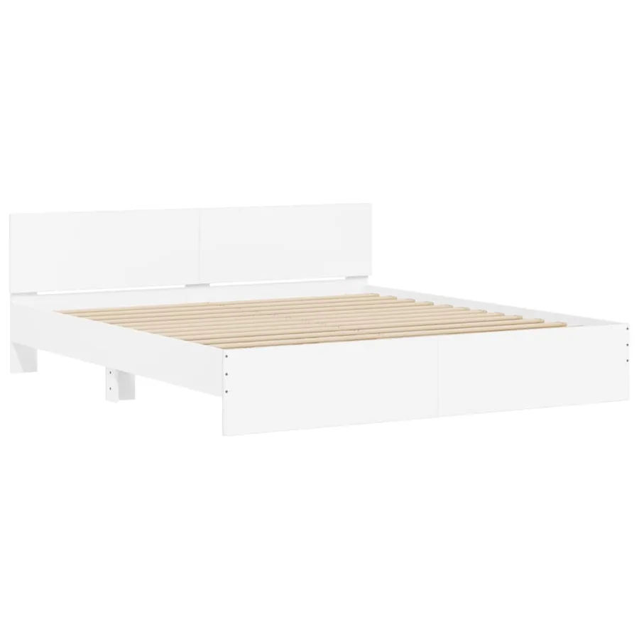 Cadre de lit avec LED sans matelas blanc 200x200 cm - 6