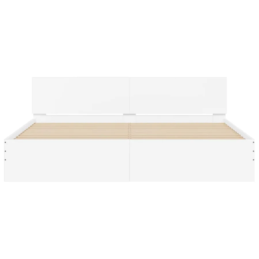Cadre de lit avec LED sans matelas blanc 200x200 cm - 7