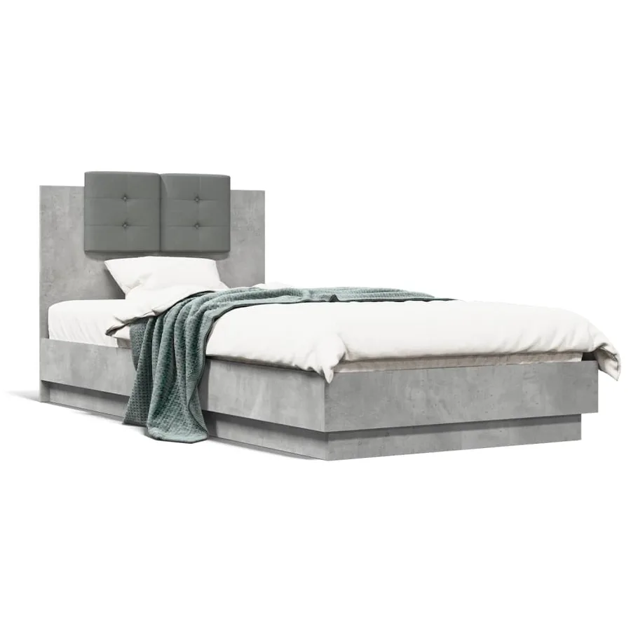 Cadre de lit sans matelas gris béton 75x190 cm - 2