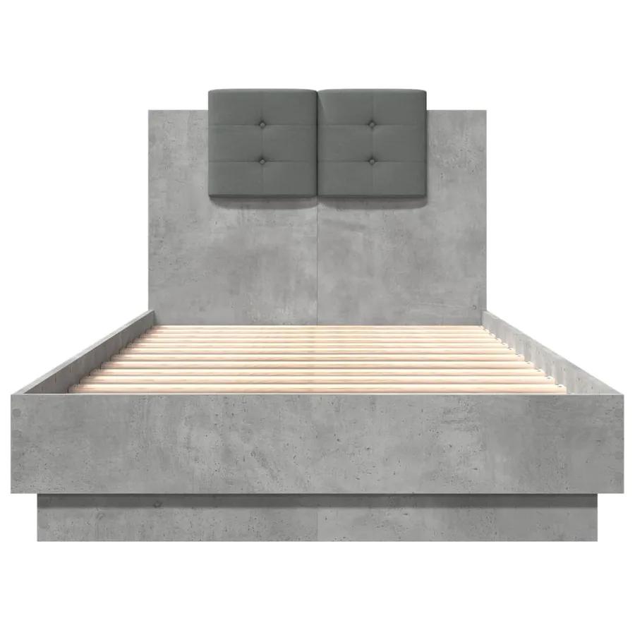 Cadre de lit sans matelas gris béton 75x190 cm - 4