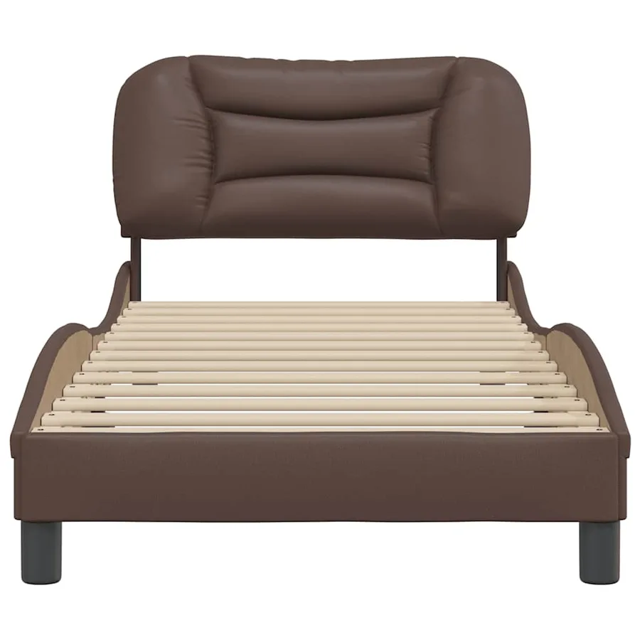 Cadre de lit sans matelas Hvar marron 90x190 cm similicuir - 4