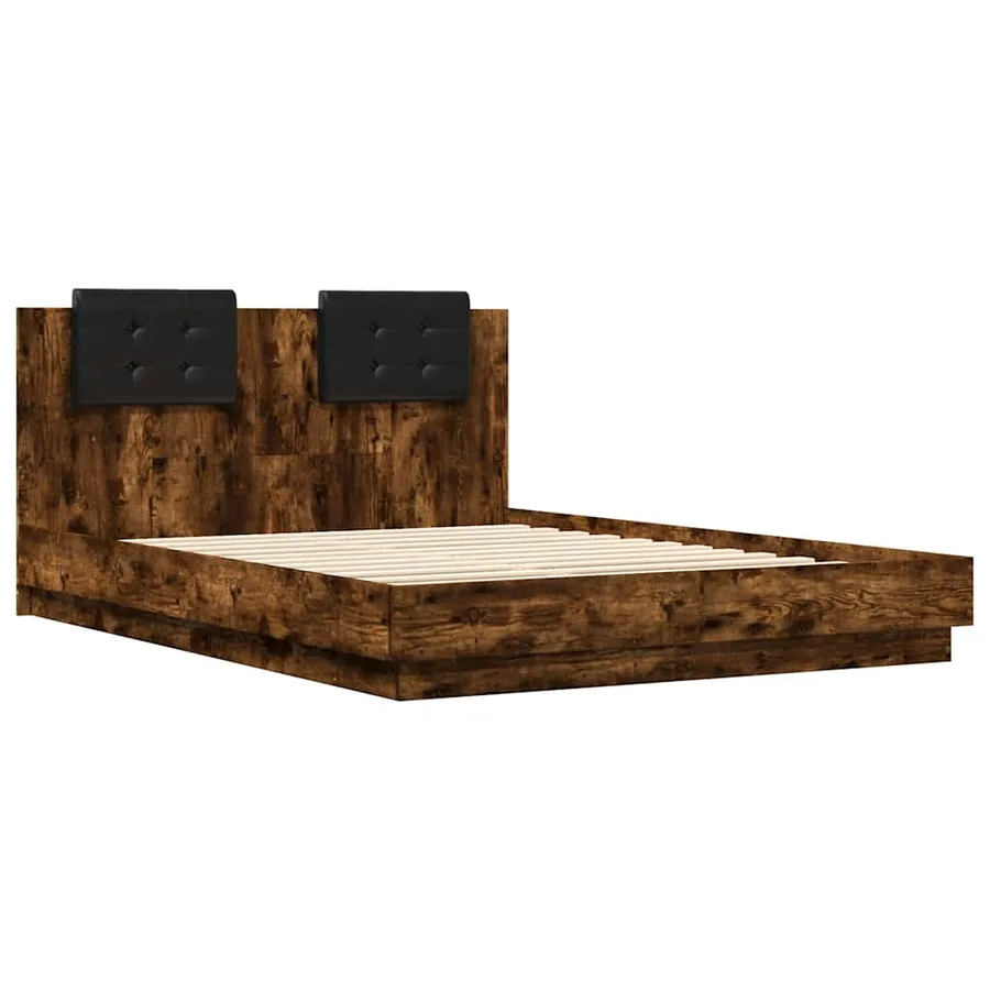 Cadre de lit avec LED sans matelas chêne fumé 120x200 cm - 3