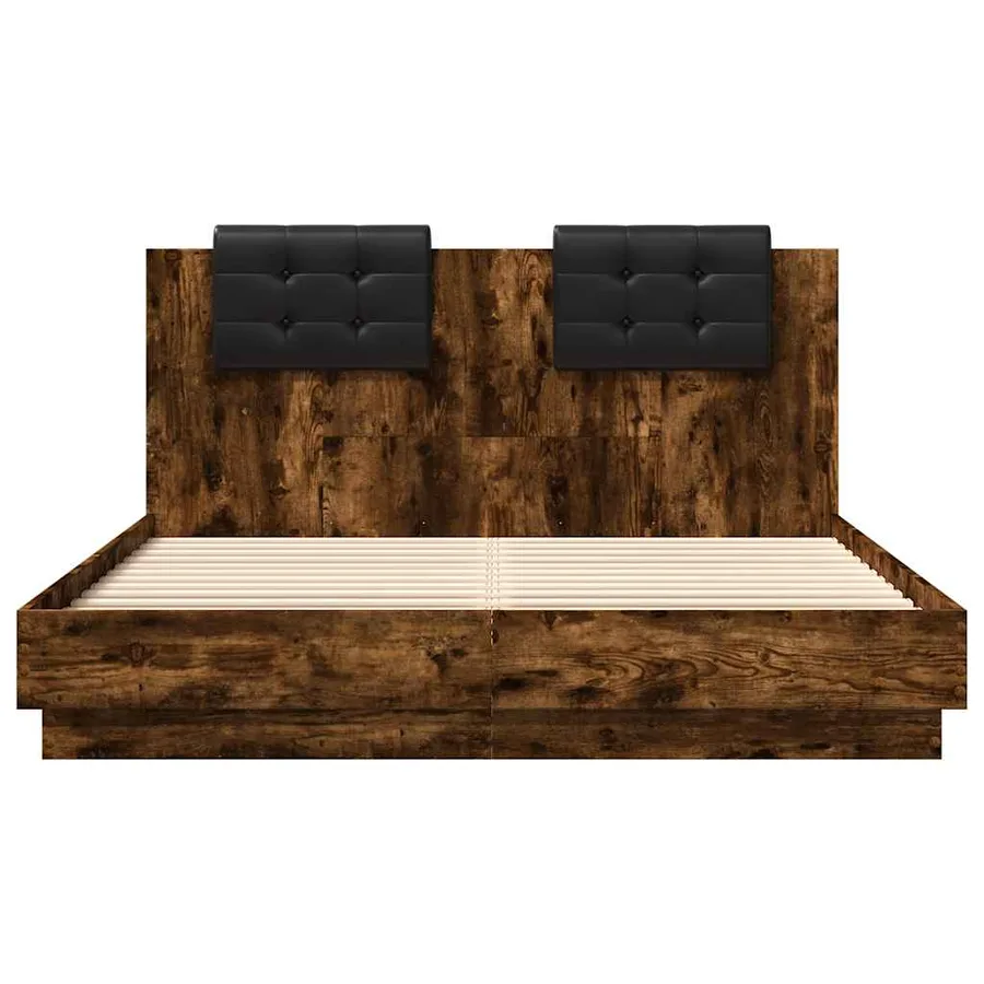 Cadre de lit avec LED sans matelas chêne fumé 120x200 cm - 6