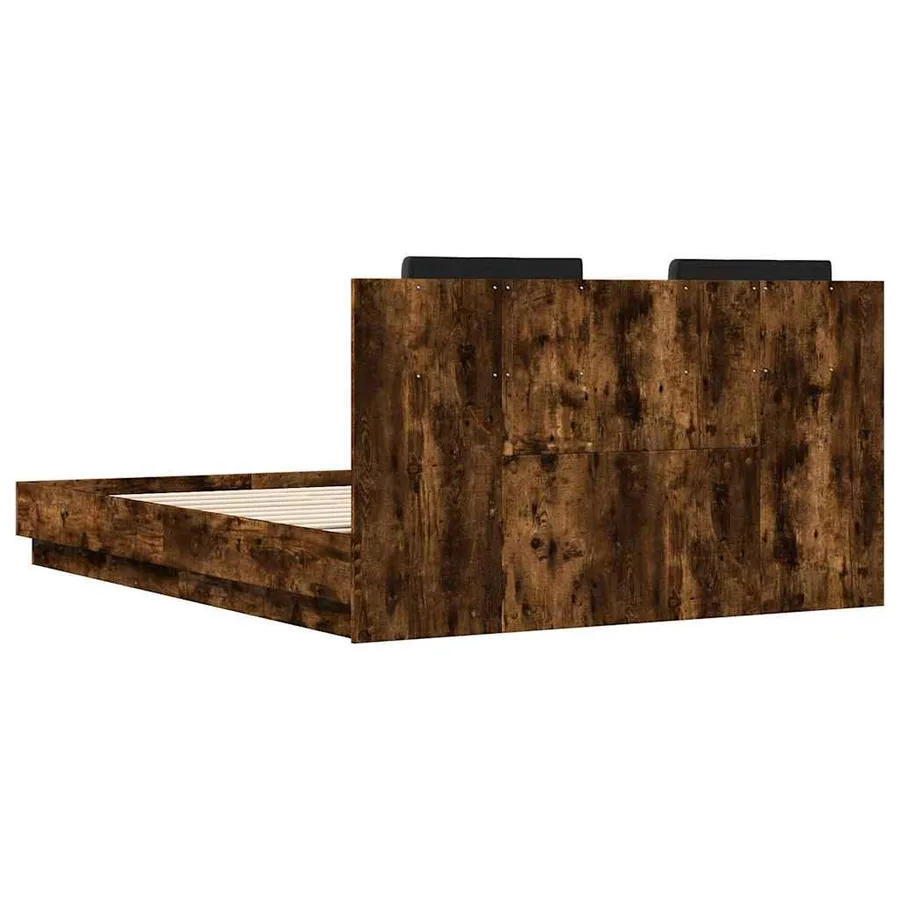 Cadre de lit avec LED sans matelas chêne fumé 120x200 cm - 8