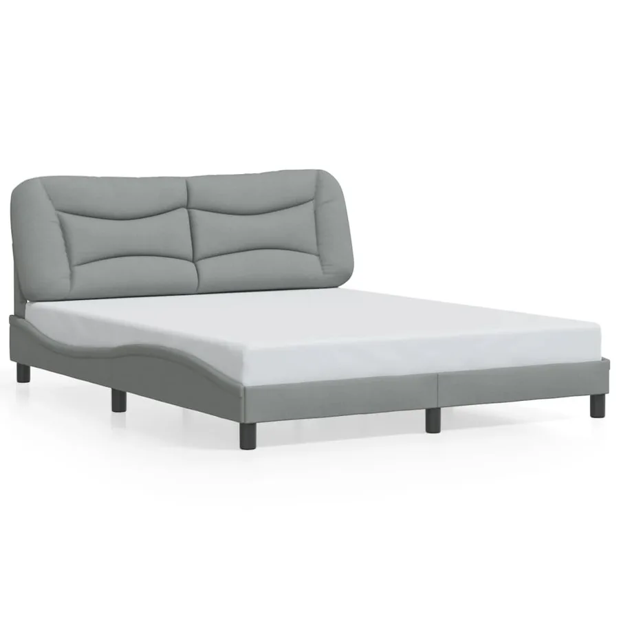 Cadre de lit avec LED sans matelas Hvar gris clair 160x200 cm tissu - 5