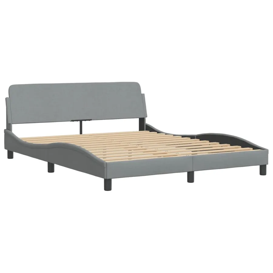 Cadre de lit avec LED sans matelas Hvar gris clair 160x200 cm tissu - 7