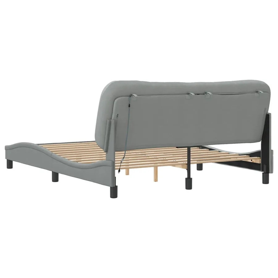 Cadre de lit avec LED sans matelas Hvar gris clair 160x200 cm tissu - 9