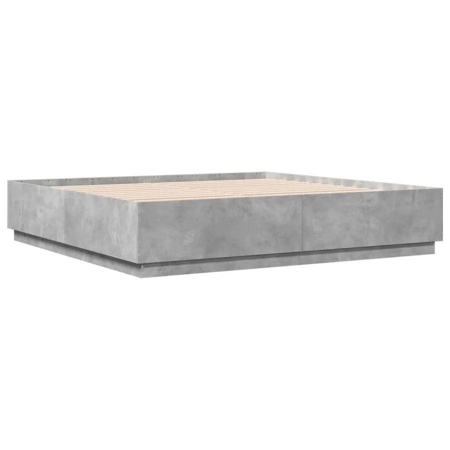 Cadre de lit avec LED sans matelas gris béton 200x200 cm - 3