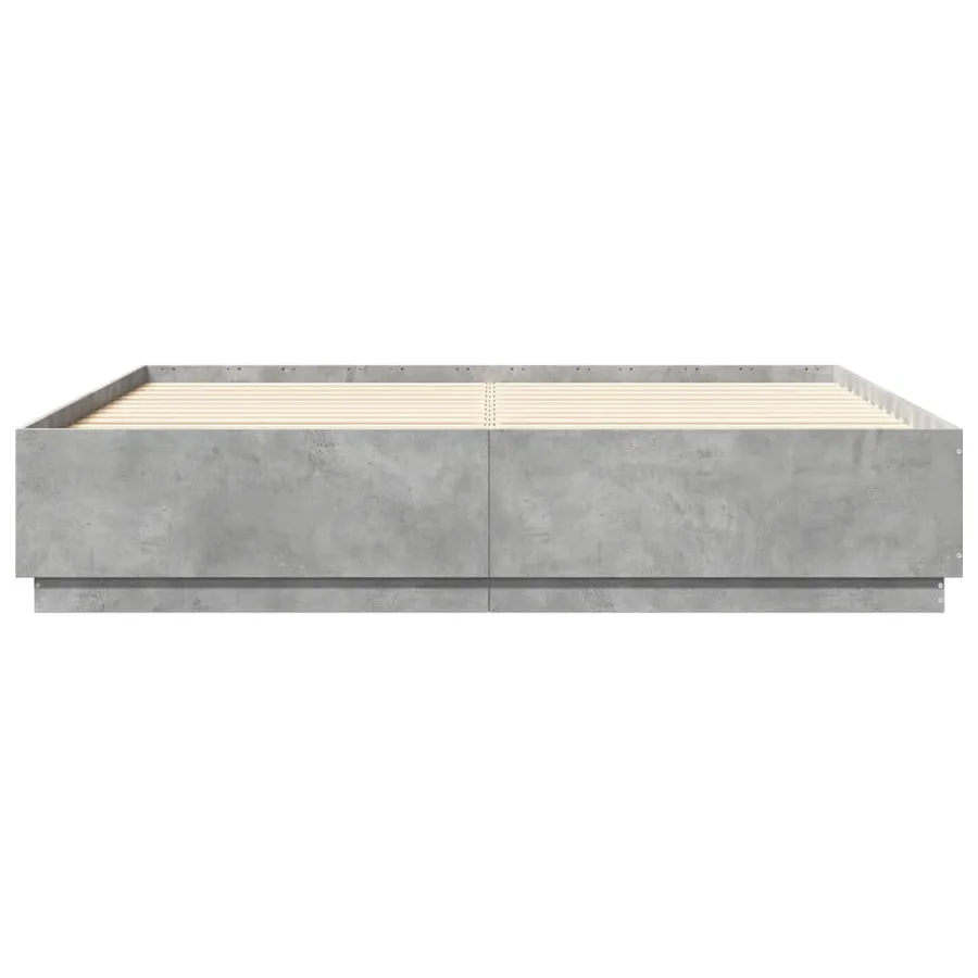 Cadre de lit avec LED sans matelas gris béton 200x200 cm - 6