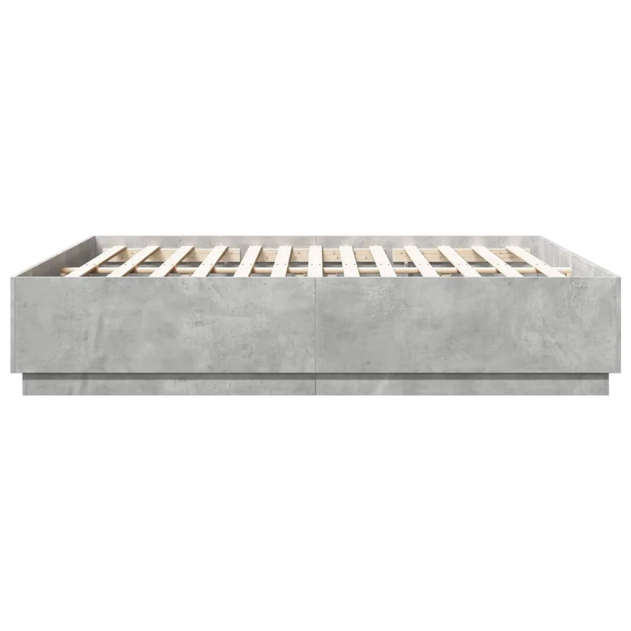 Cadre de lit avec LED sans matelas gris béton 200x200 cm - 7