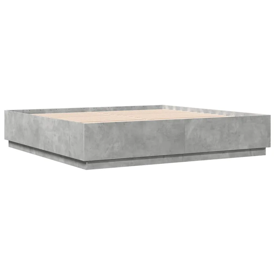 Cadre de lit avec LED sans matelas gris béton 200x200 cm - 8