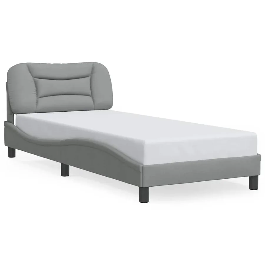 Cadre de lit sans matelas Hvar gris clair 90x190 cm tissu - 2