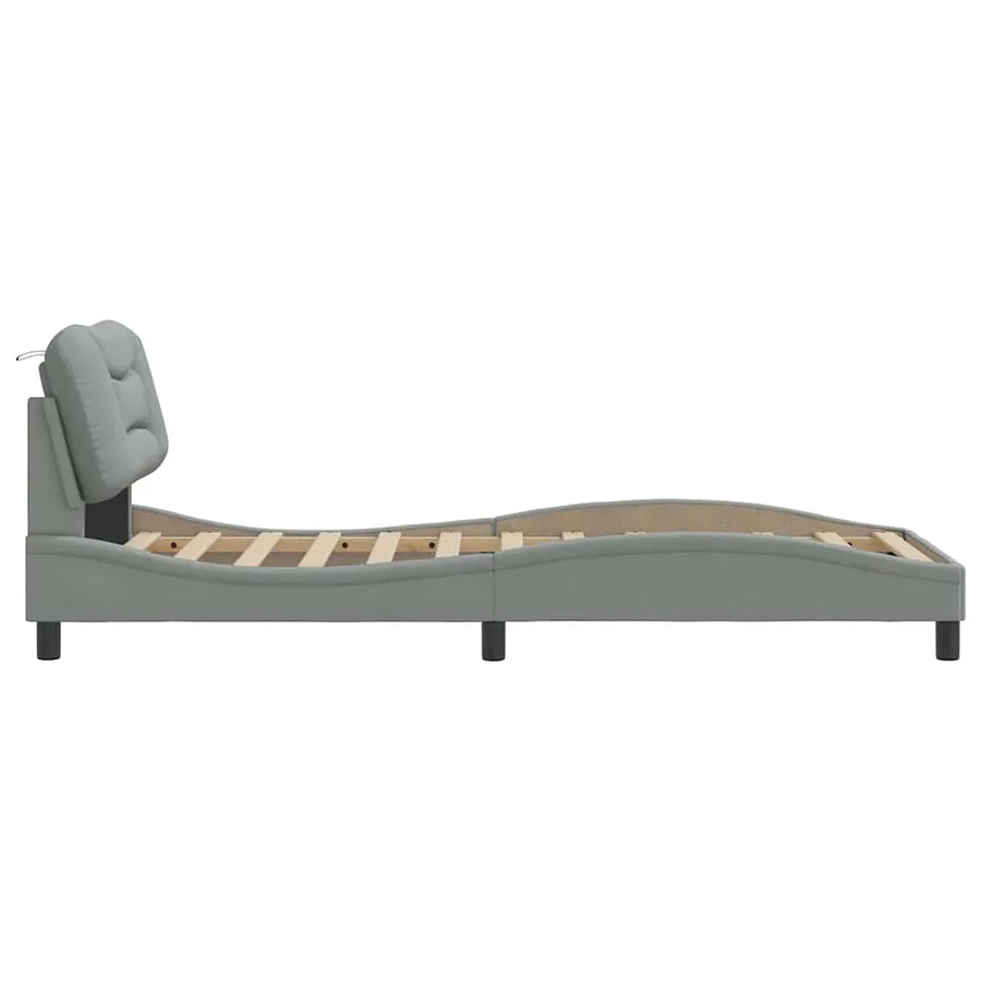 Cadre de lit sans matelas Hvar gris clair 90x190 cm tissu - 5