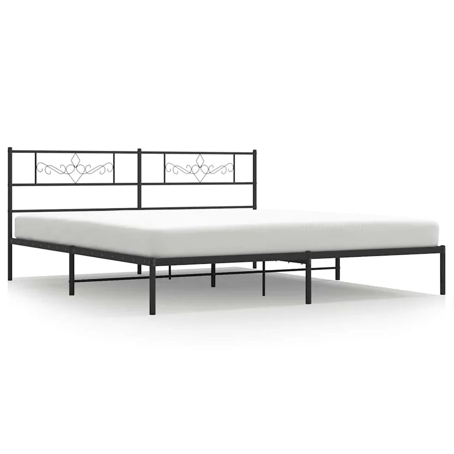 Cadre de lit métal sans matelas avec tête de lit noir 193x203cm - 2