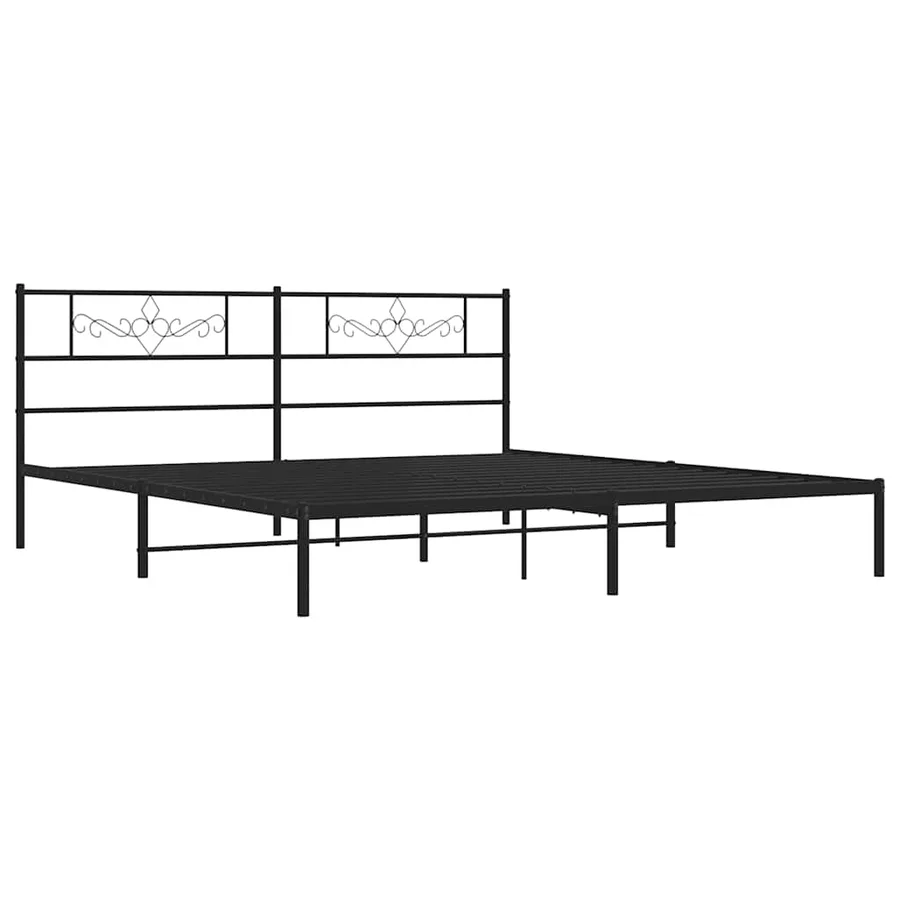 Cadre de lit métal sans matelas avec tête de lit noir 193x203cm - 3