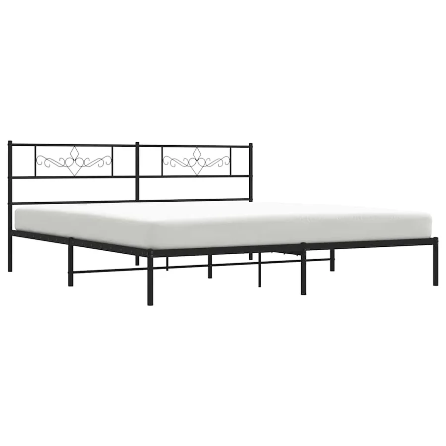 Cadre de lit métal sans matelas avec tête de lit noir 193x203cm - 5