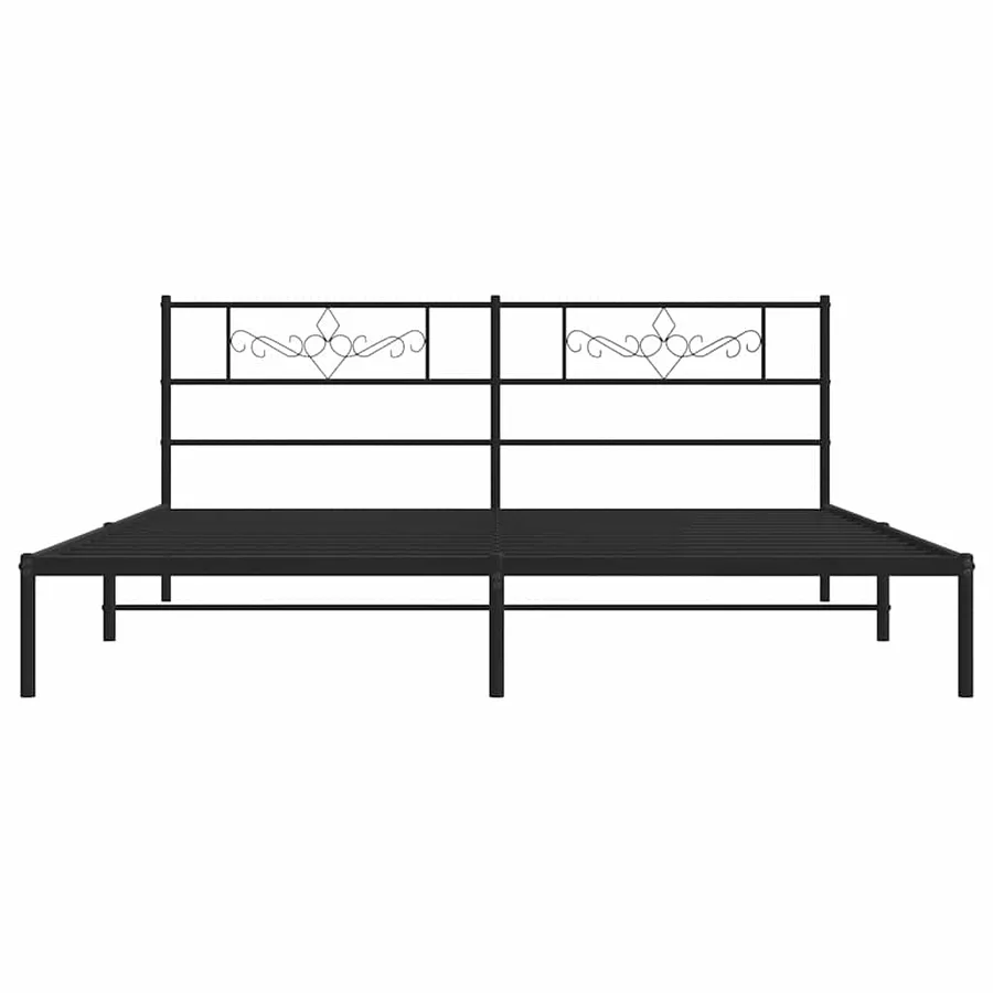 Cadre de lit métal sans matelas avec tête de lit noir 193x203cm - 6