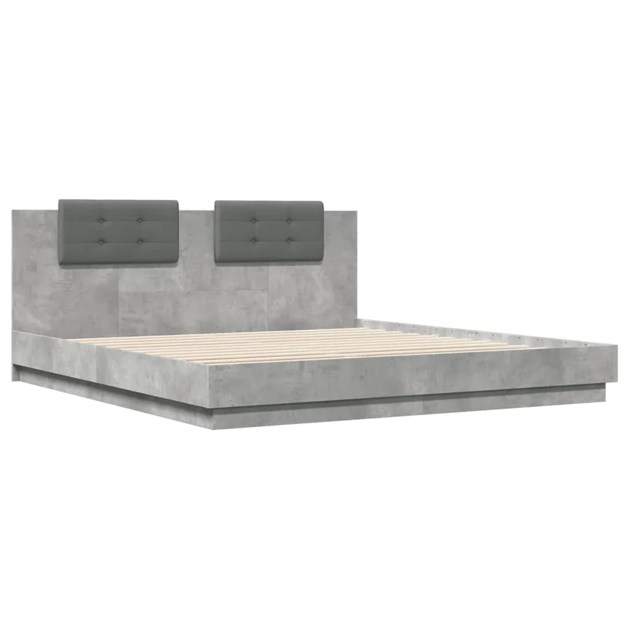 Cadre de lit avec LED sans matelas gris béton 180x200 cm - 3