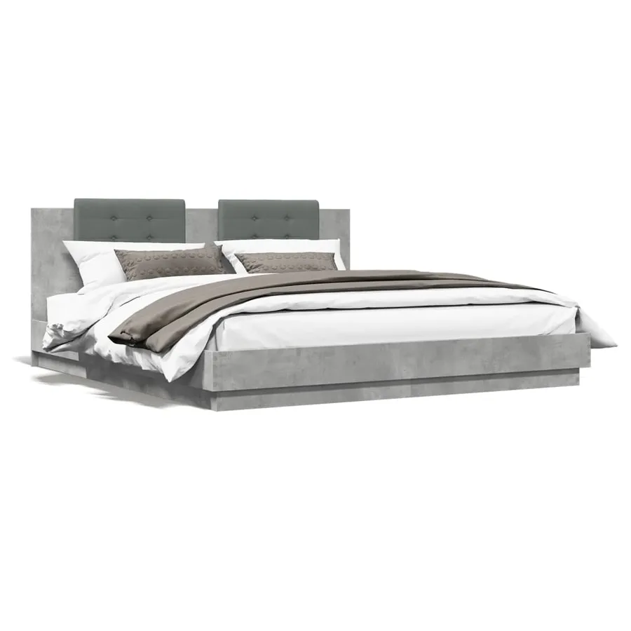 Cadre de lit avec LED sans matelas gris béton 180x200 cm - 5
