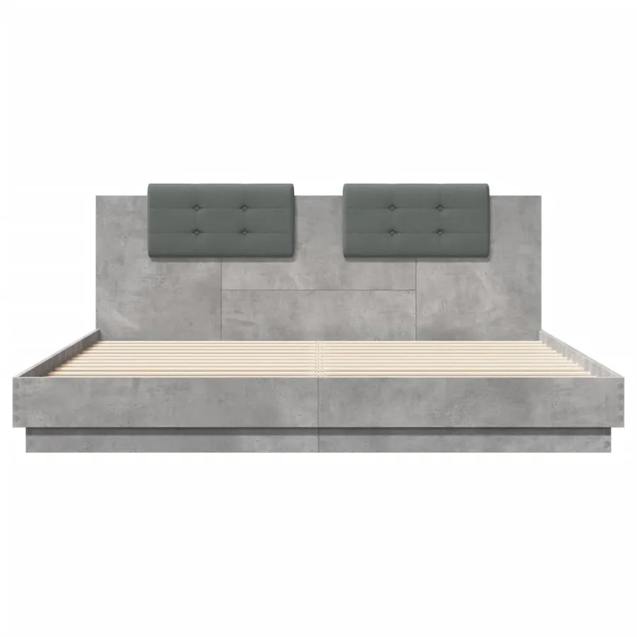 Cadre de lit avec LED sans matelas gris béton 180x200 cm - 6