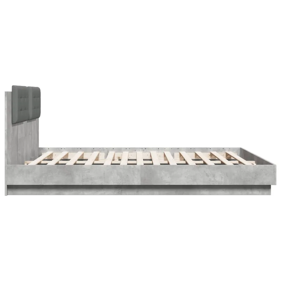 Cadre de lit avec LED sans matelas gris béton 180x200 cm - 7