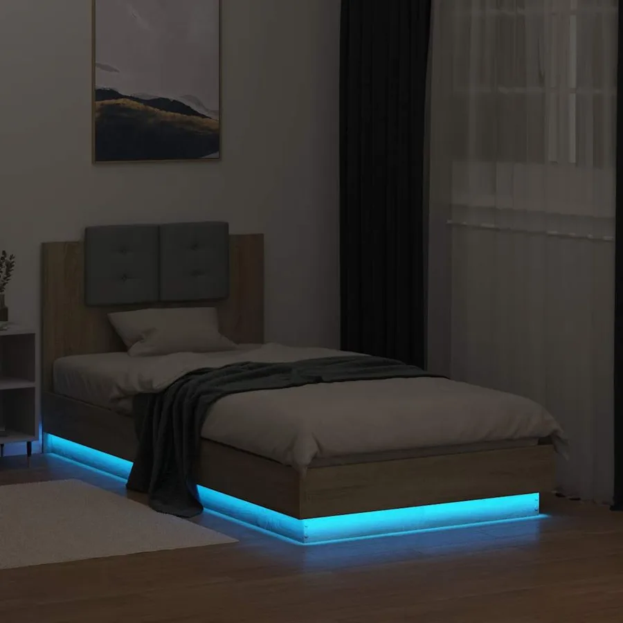 Cadre de lit avec LED sans matelas chêne sonoma 90x190 cm - 4