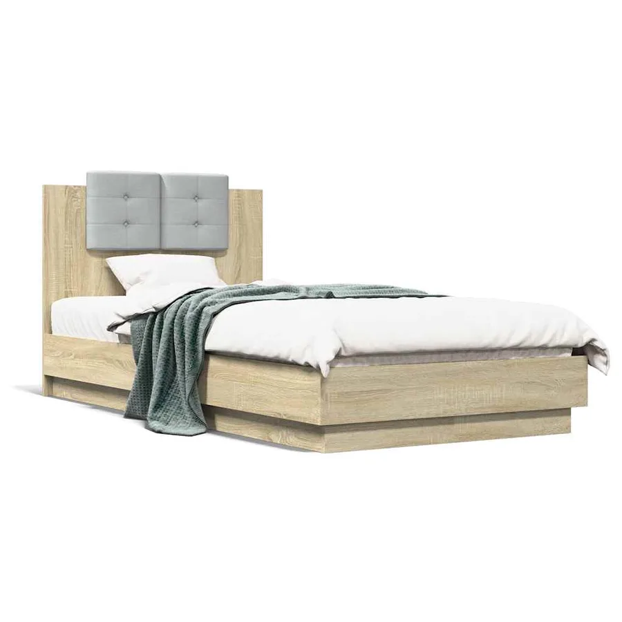Cadre de lit avec LED sans matelas chêne sonoma 90x190 cm - 5