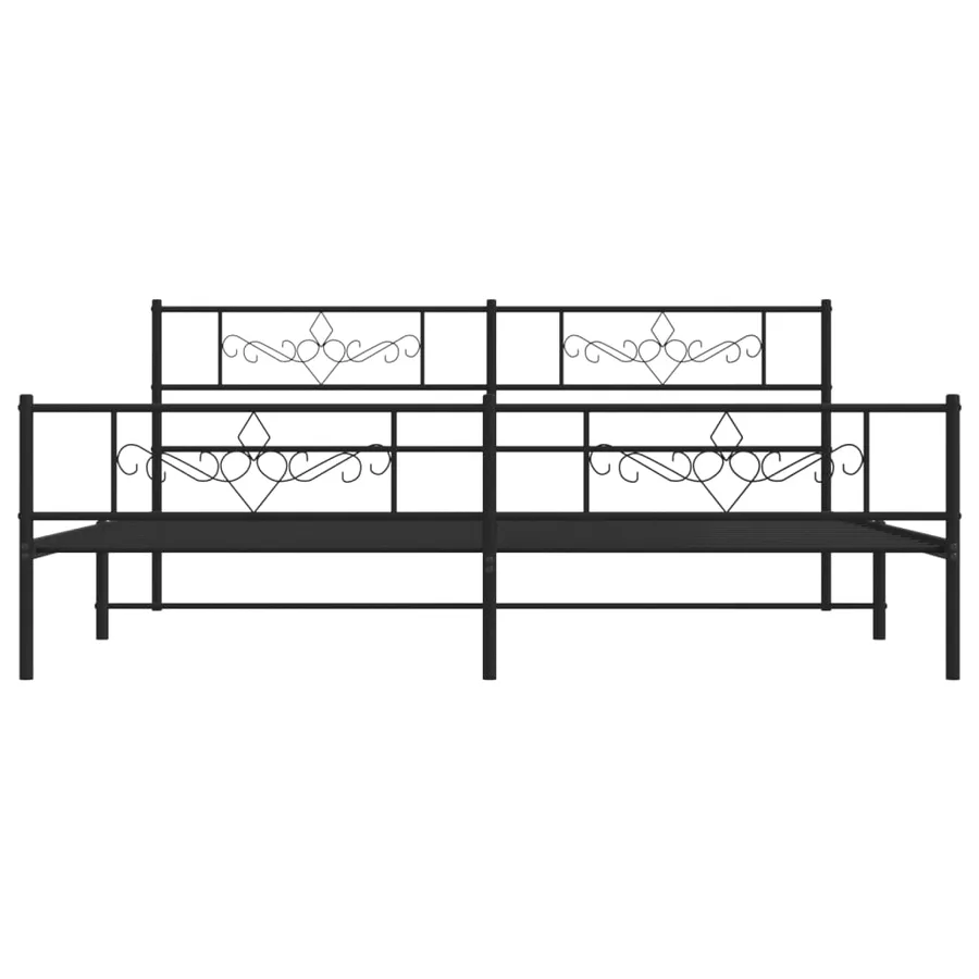Cadre de lit métal sans matelas avec pied de lit noir 200x200cm - 5